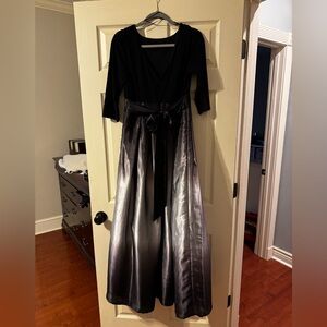 Elegant Black and Silver Two-Tone Evening Dress from Dillards